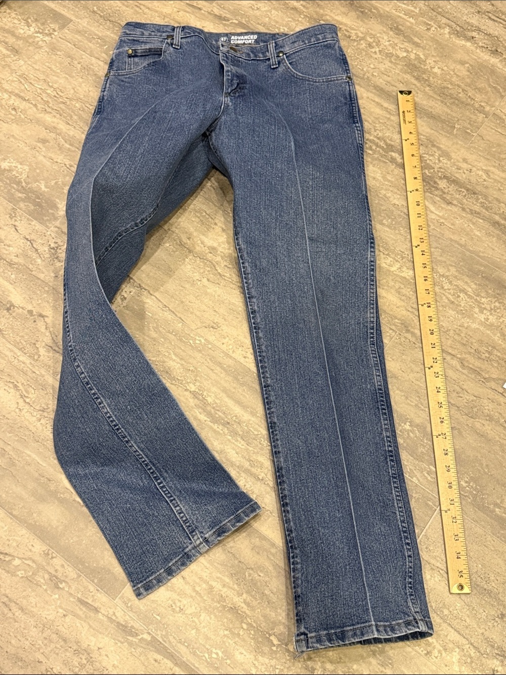 Wrangler Men’s Medium Blue Straight Jeans 47MACMS size 34x34 - Picture 6 of 9